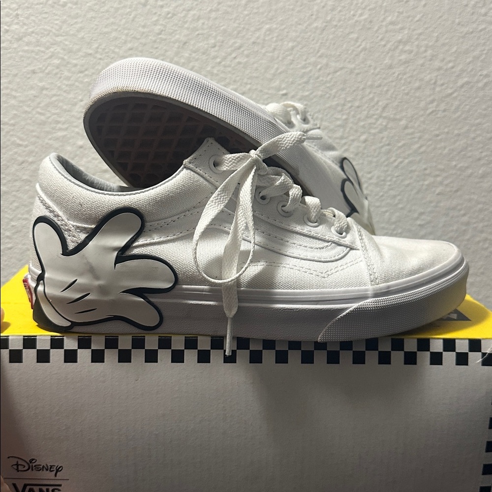 Vans White Sneakers with Black Accents